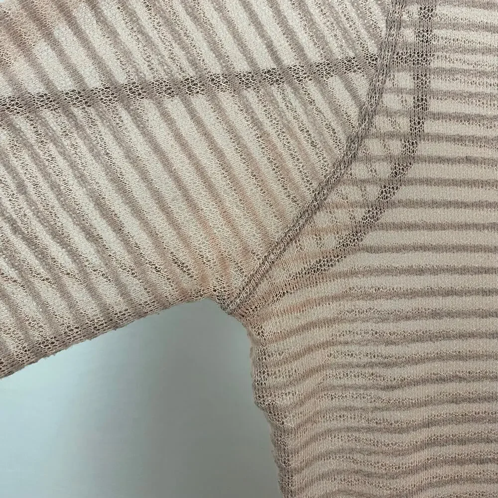 Free People Striped Burnout Top - Sand - Size Large